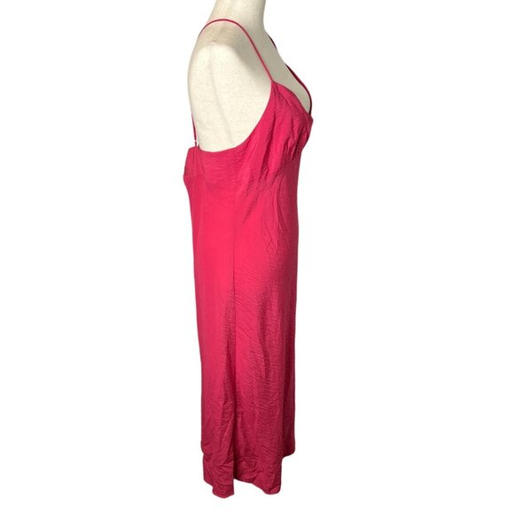 Madewell $158 Layton Midi Slip Dress Rosy Hibiscus Size 12 NK419 - Picture 5 of 8